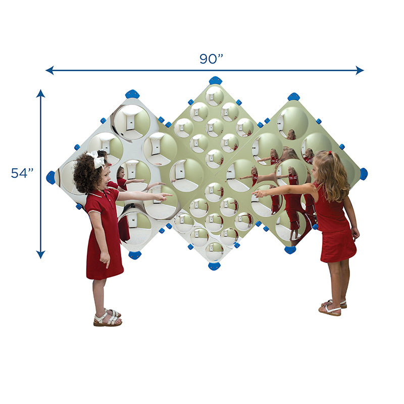 Mur de miroirs à bulles en forme de diamant