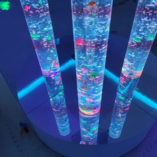 Tube à bulles sensoriel avec base et miroir